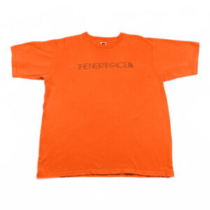 North Face Shirt Adult LARGE Spell Out Orange Distressed 1968 Outdoor Hiking